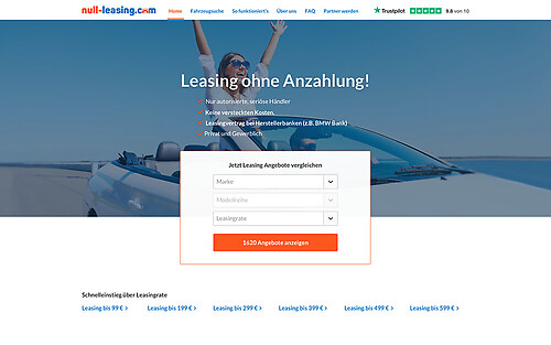 Null-Leasing - Startseite im Browser